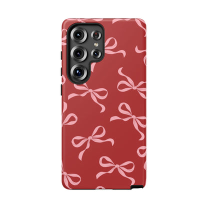 Pink Bows on Red Phone Case - JGUS