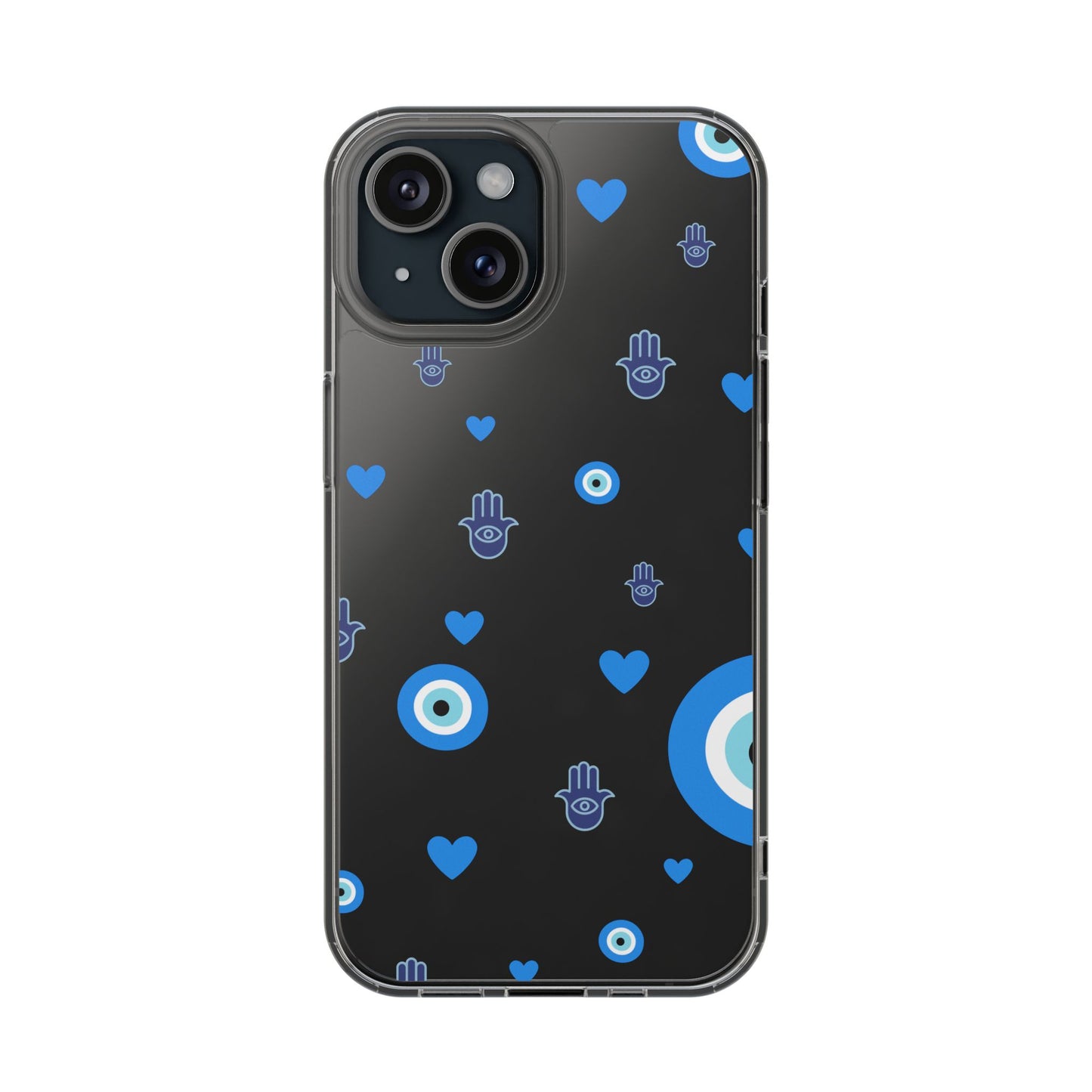 Blue Evil Eye Pattern Clear Phone Case