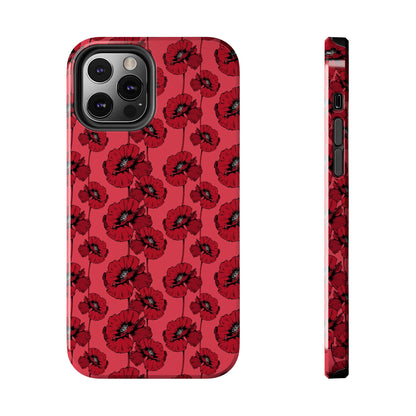 Scarlet Sketch | Red Poppy Floral Phone Case – Aesthetic Protective Cover for iPhone & Samsung