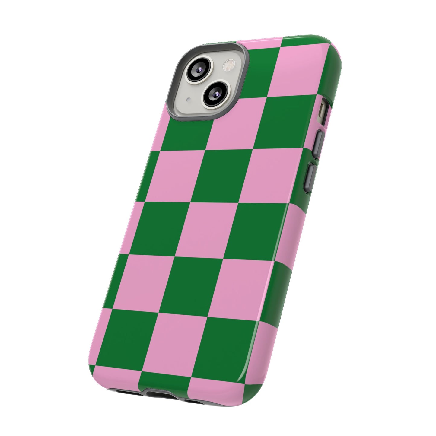 Pink Retro Checkered Phone Case – 90s Aesthetic, Vintage Grid Pattern for iPhone & Samsung - JGUS