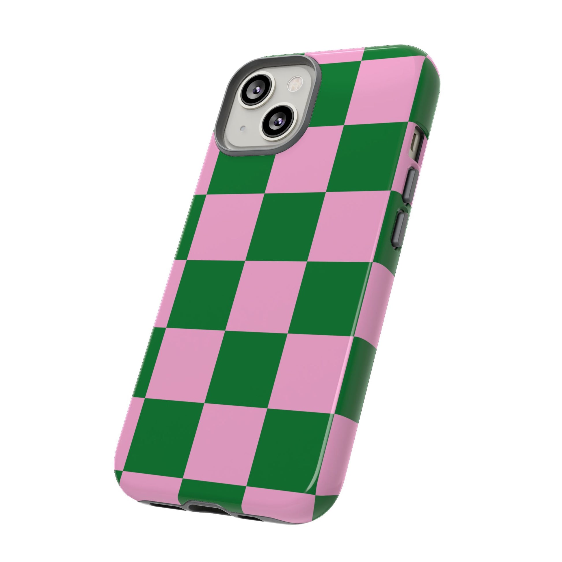 Pink Retro Checkered Phone Case – 90s Aesthetic, Vintage Grid Pattern for iPhone & Samsung - JGUS