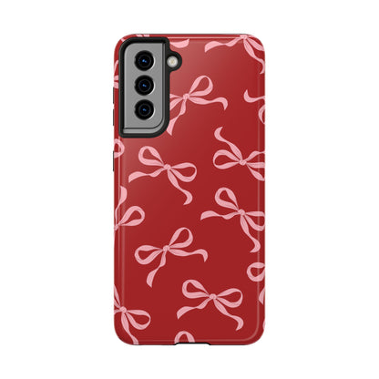 Pink Bows on Red Phone Case