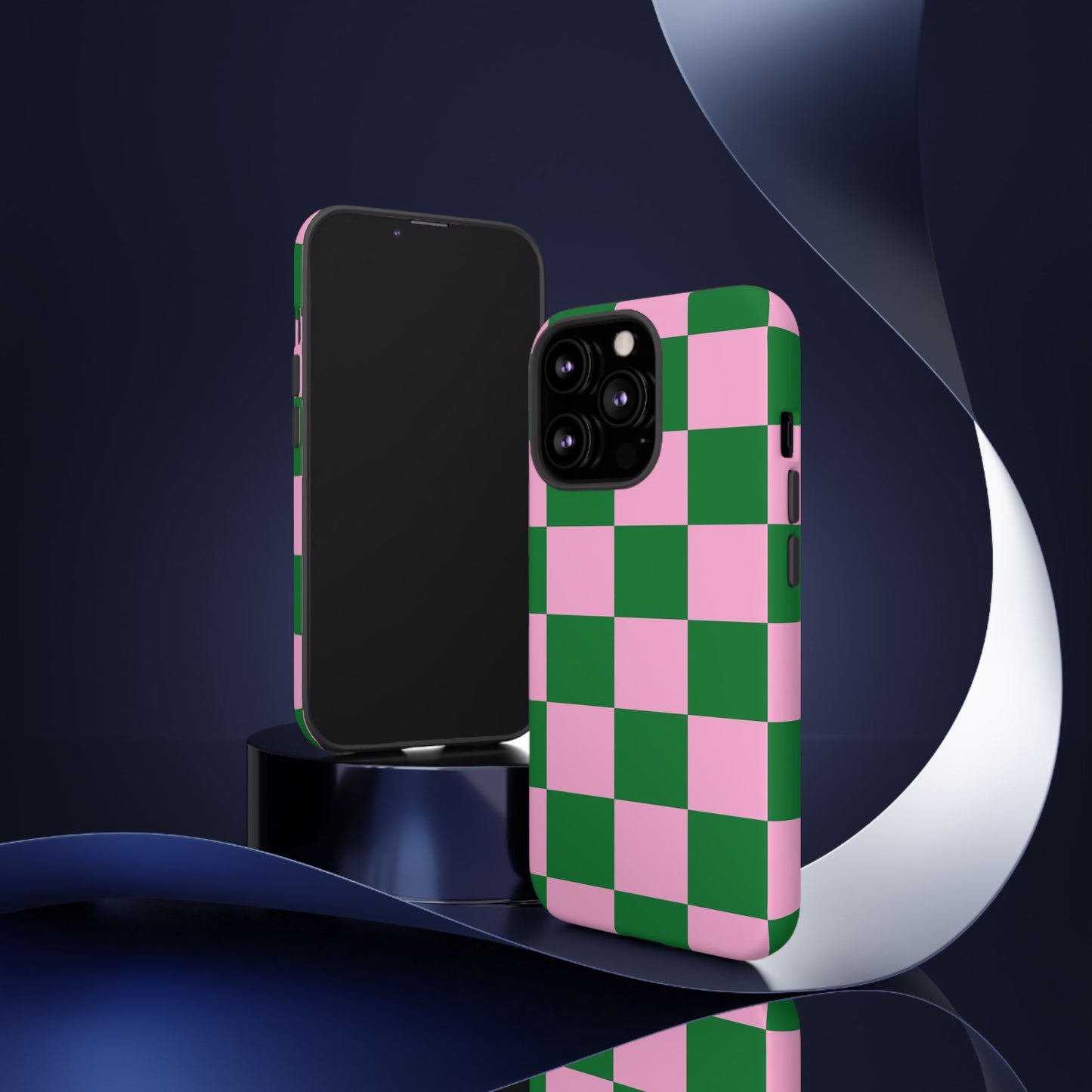 Pink Retro Checkered Phone Case – 90s Aesthetic, Vintage Grid Pattern for iPhone & Samsung - JGUS