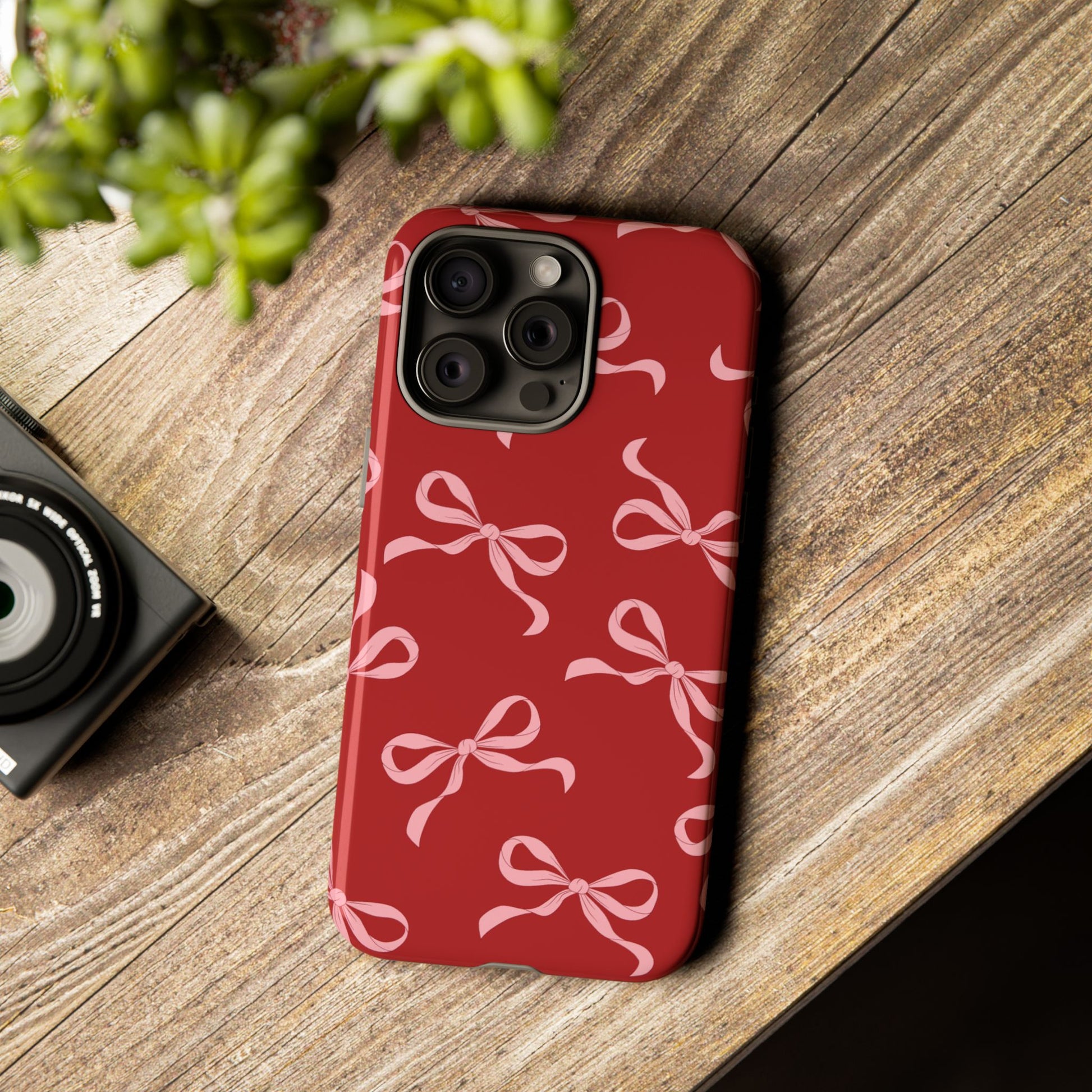 Pink Bows on Red Phone Case - JGUS