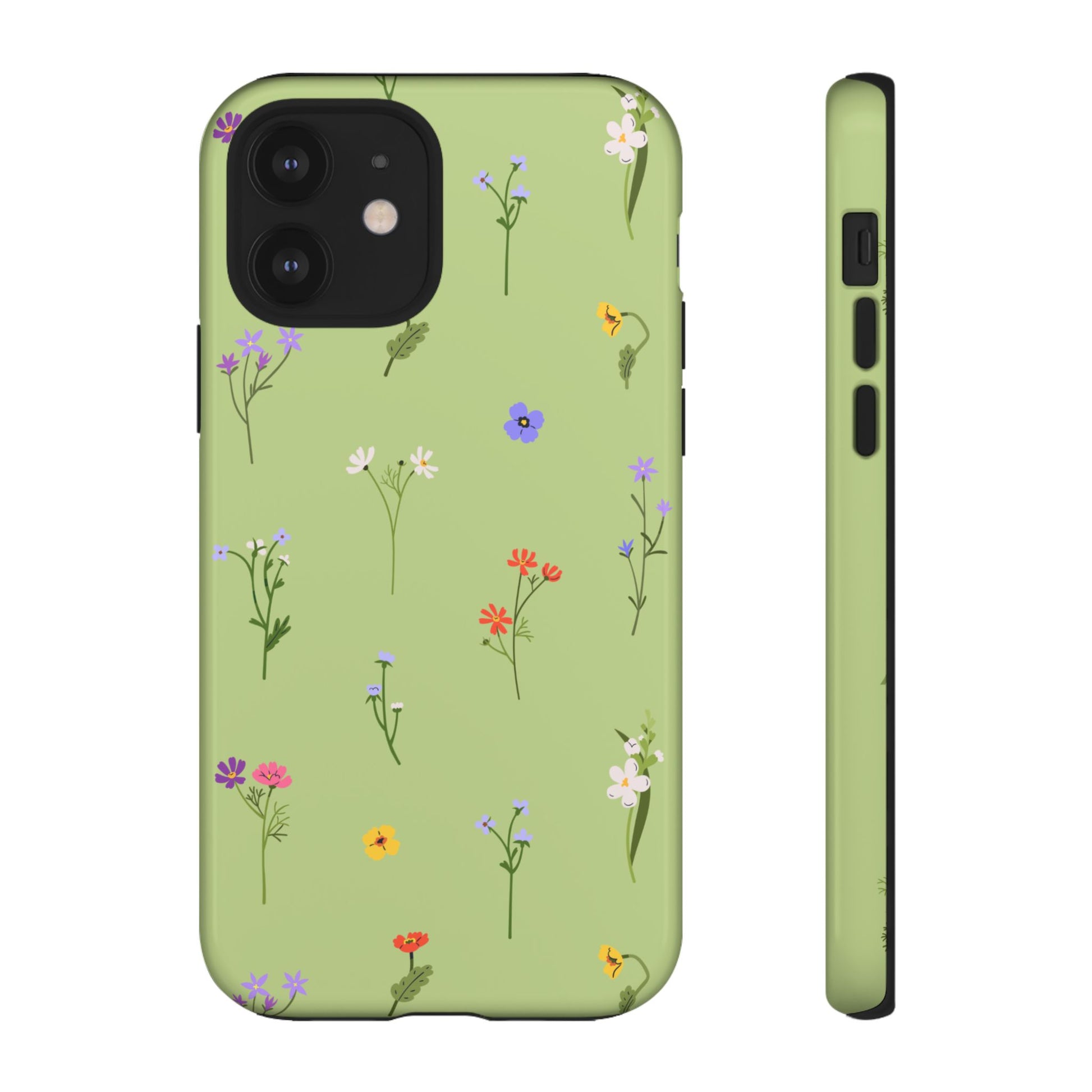 Pastel Green Wildflower Phone Case – Cute Floral Pattern for iPhone & Samsung - JGUS
