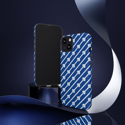 Navy Blue Seashell Phone Case for iPhone Samsung Pixel – Nautical Coastal Stripe Aesthetic - JGUS