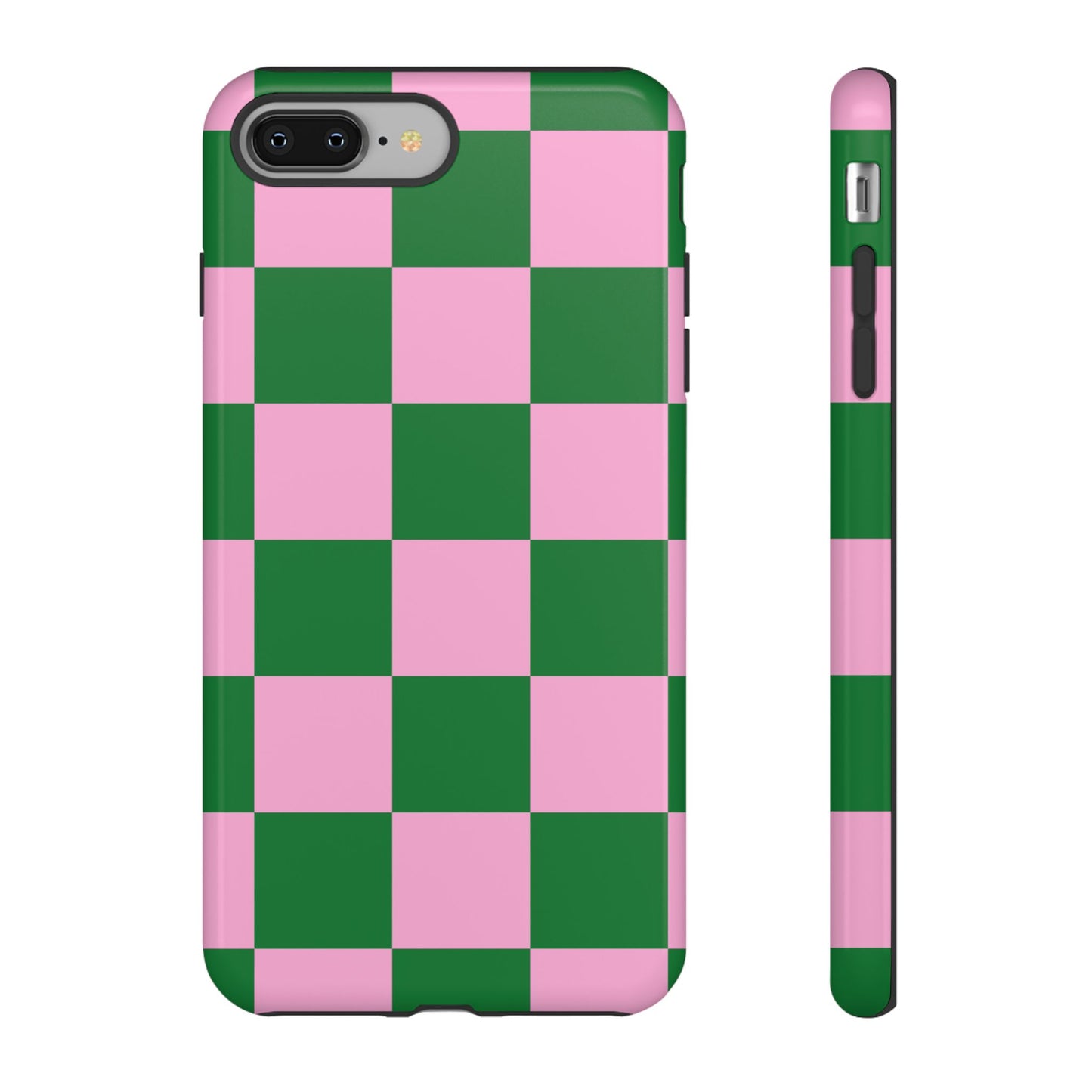 Pink Retro Checkered Phone Case – 90s Aesthetic, Vintage Grid Pattern for iPhone & Samsung - JGUS