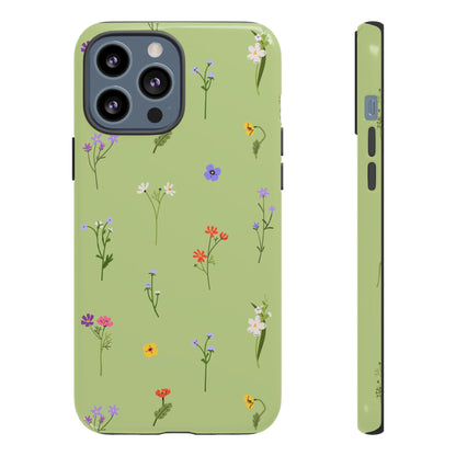 Pastel Green Wildflower Phone Case – Cute Floral Pattern for iPhone & Samsung
