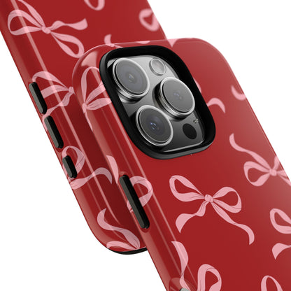 Pink Bows on Red Phone Case - JGUS