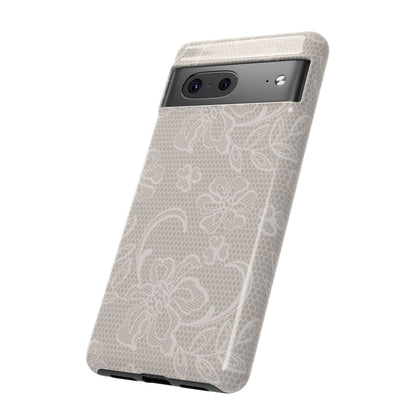 Lace Phone Case for iPhone Samsung Pixel – Cream Floral Elegant Aesthetic - JGUS