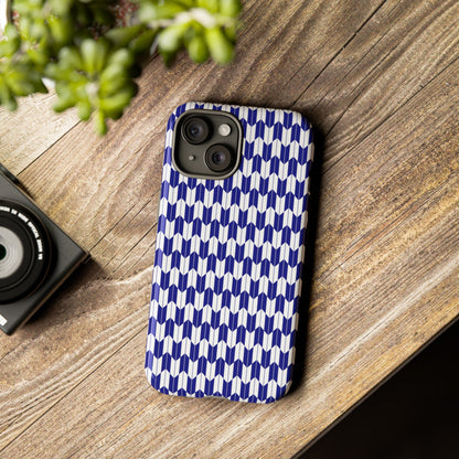 Navy Blue Geometric Phone Case for iPhone Samsung Pixel – Minimal Pattern Modern Aesthetic - JGUS