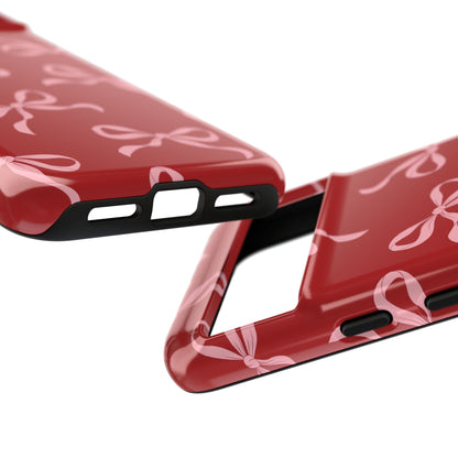 Pink Bows on Red Phone Case - JGUS