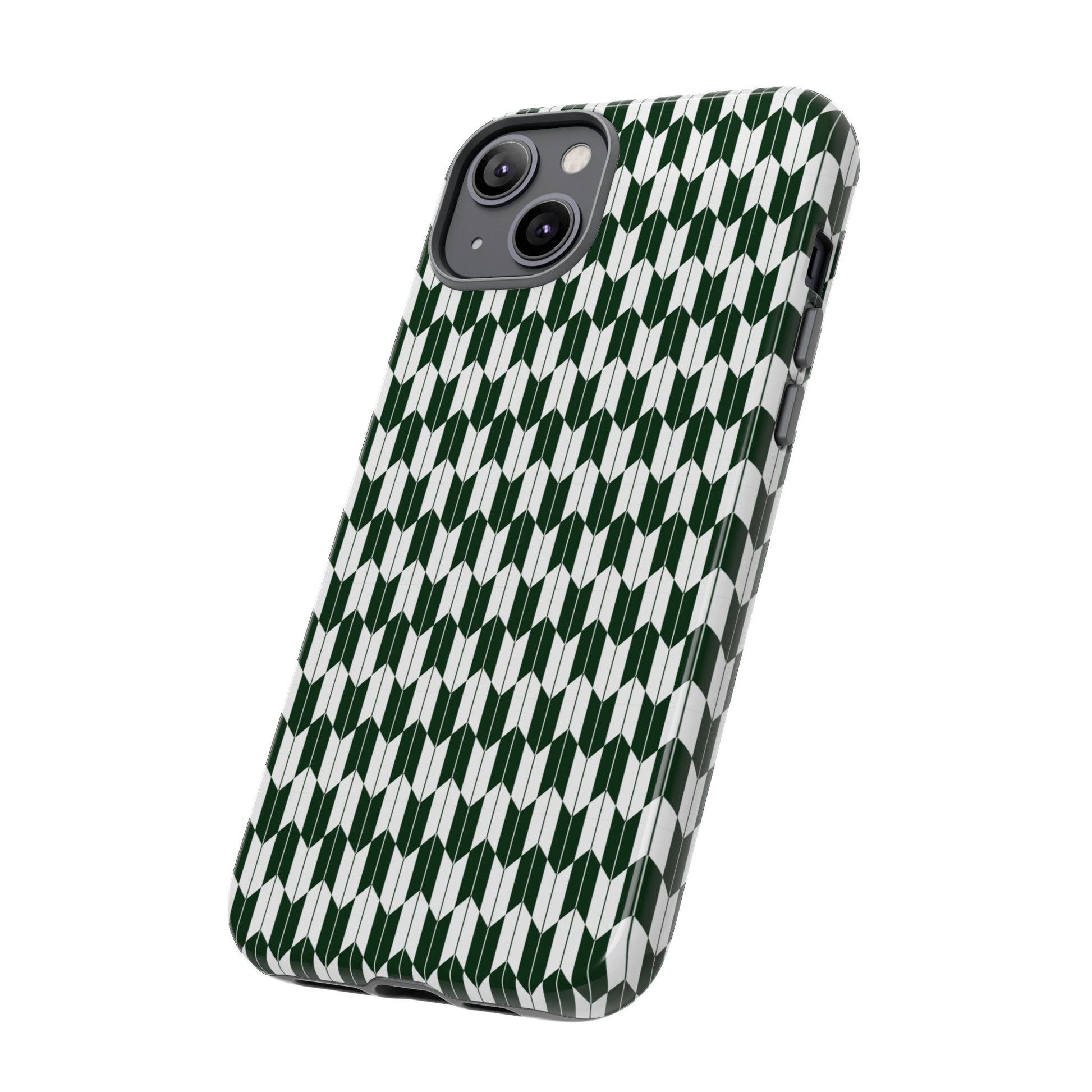 Green Harmony Geometric Phone Case – Durable, Slim, and MagSafe Compatible - JGUS