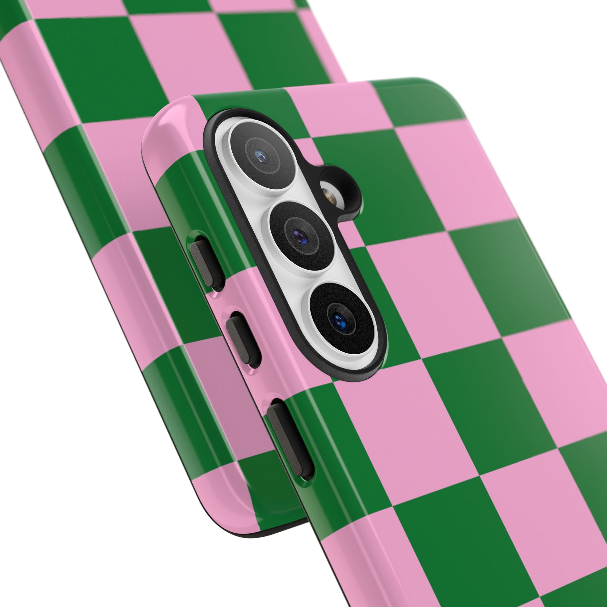 Pink Retro Checkered Phone Case – 90s Aesthetic, Vintage Grid Pattern for iPhone & Samsung - JGUS