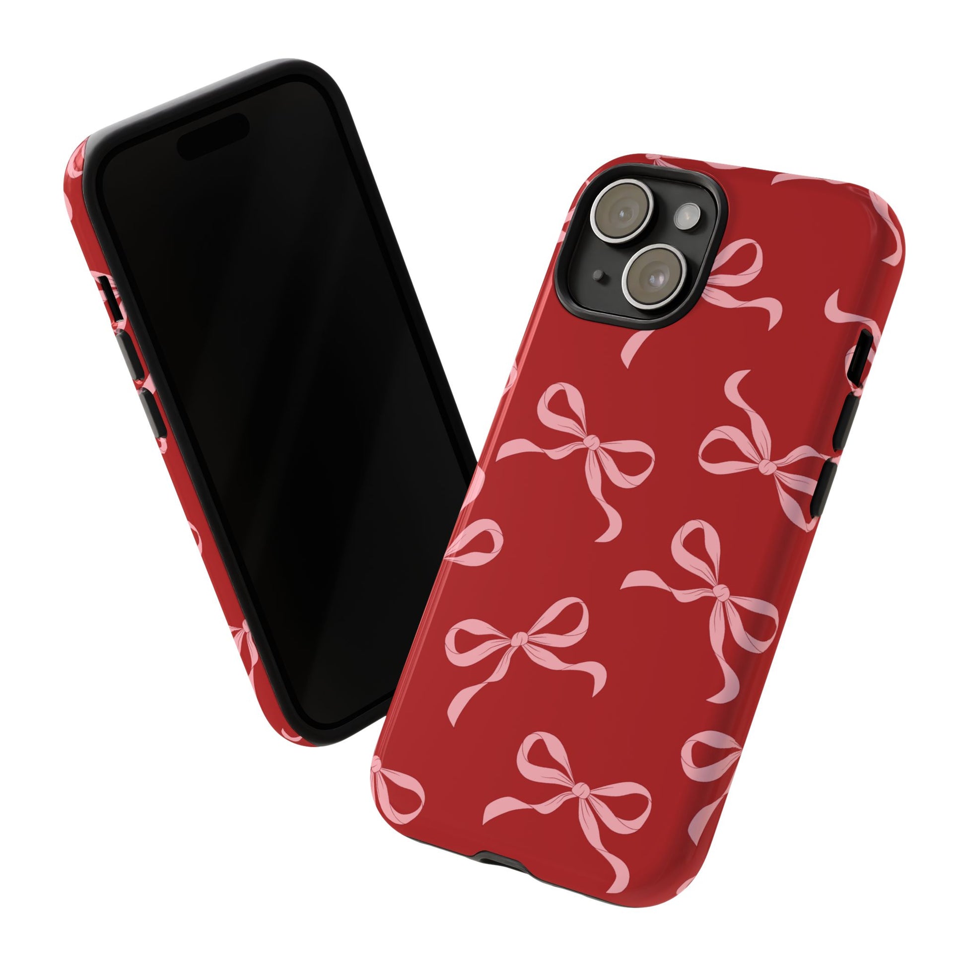 Pink Bows on Red Phone Case - JGUS