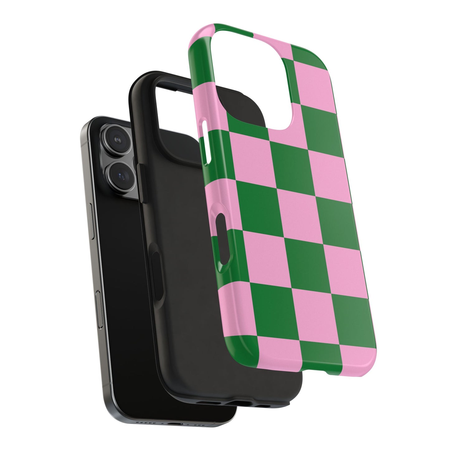 Pink Retro Checkered Phone Case – 90s Aesthetic, Vintage Grid Pattern for iPhone & Samsung
