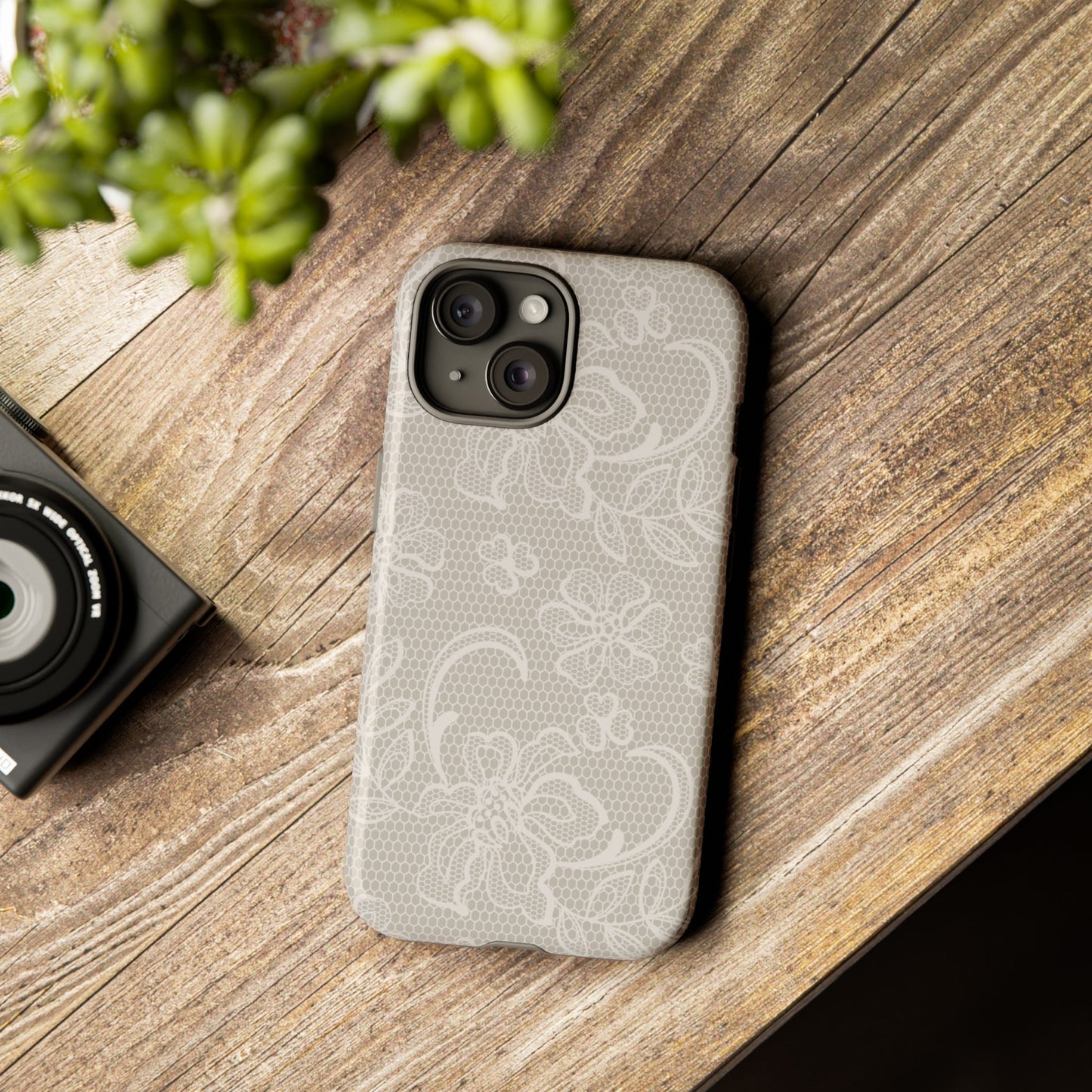Lace Phone Case for iPhone Samsung Pixel – Cream Floral Elegant Aesthetic - JGUS