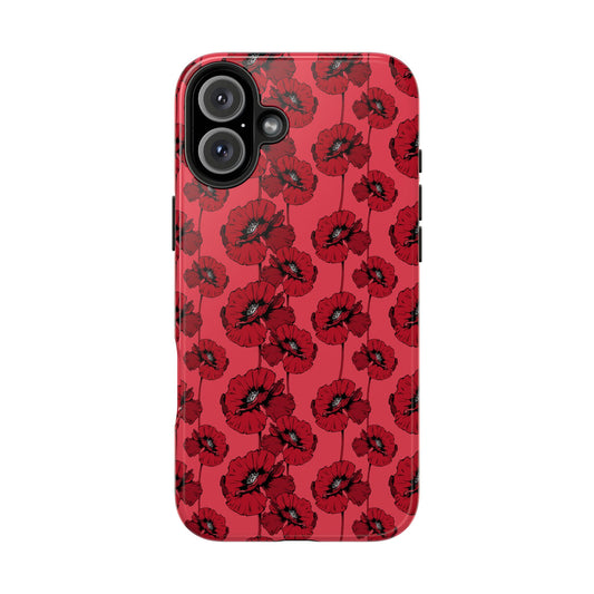 Scarlet Sketch | Red Poppy Floral Phone Case – Aesthetic Protective Cover for iPhone & Samsung