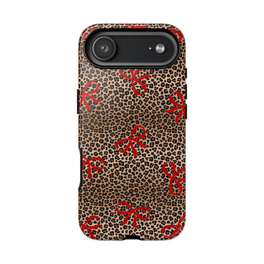 Leopard Bow Phone Case for iPhone Samsung Pixel – Coquette Red Ribbon Aesthetic - JGUS