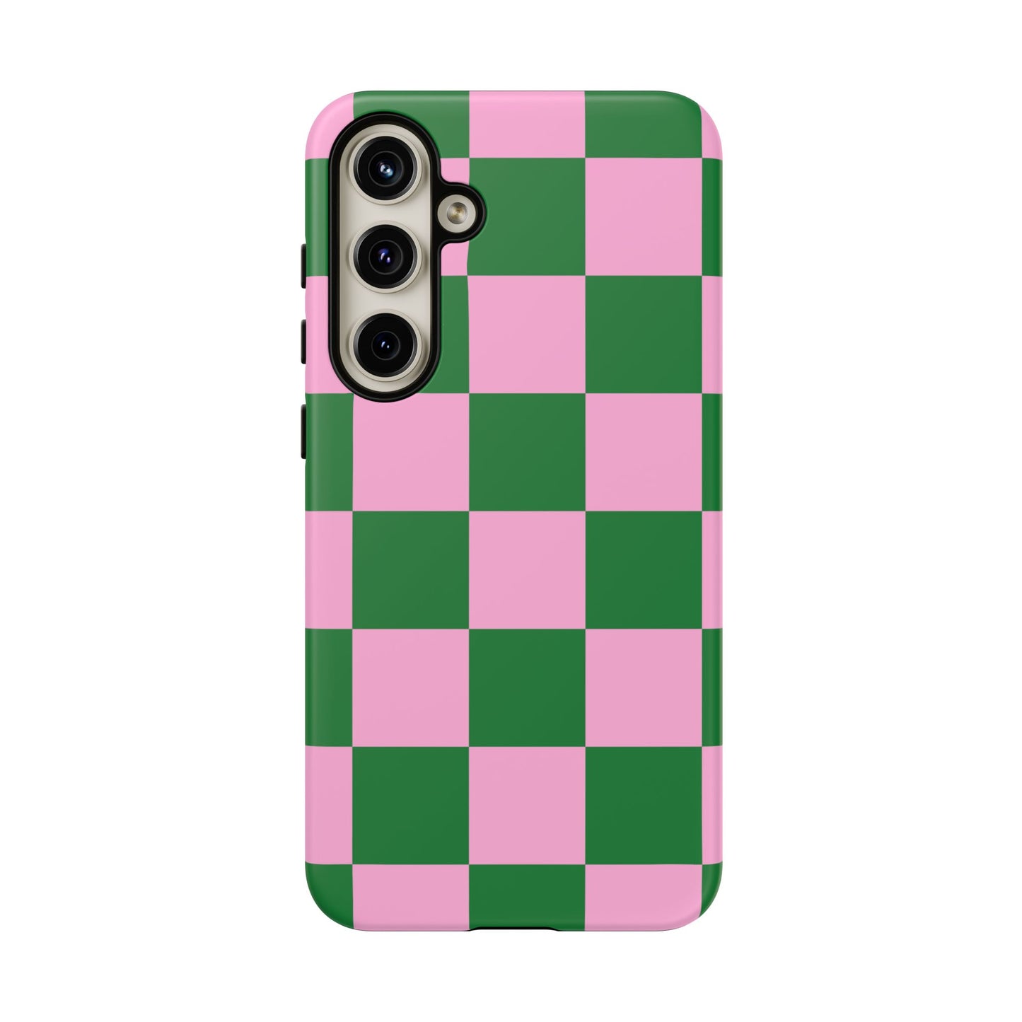 Pink Retro Checkered Phone Case – 90s Aesthetic, Vintage Grid Pattern for iPhone & Samsung - JGUS
