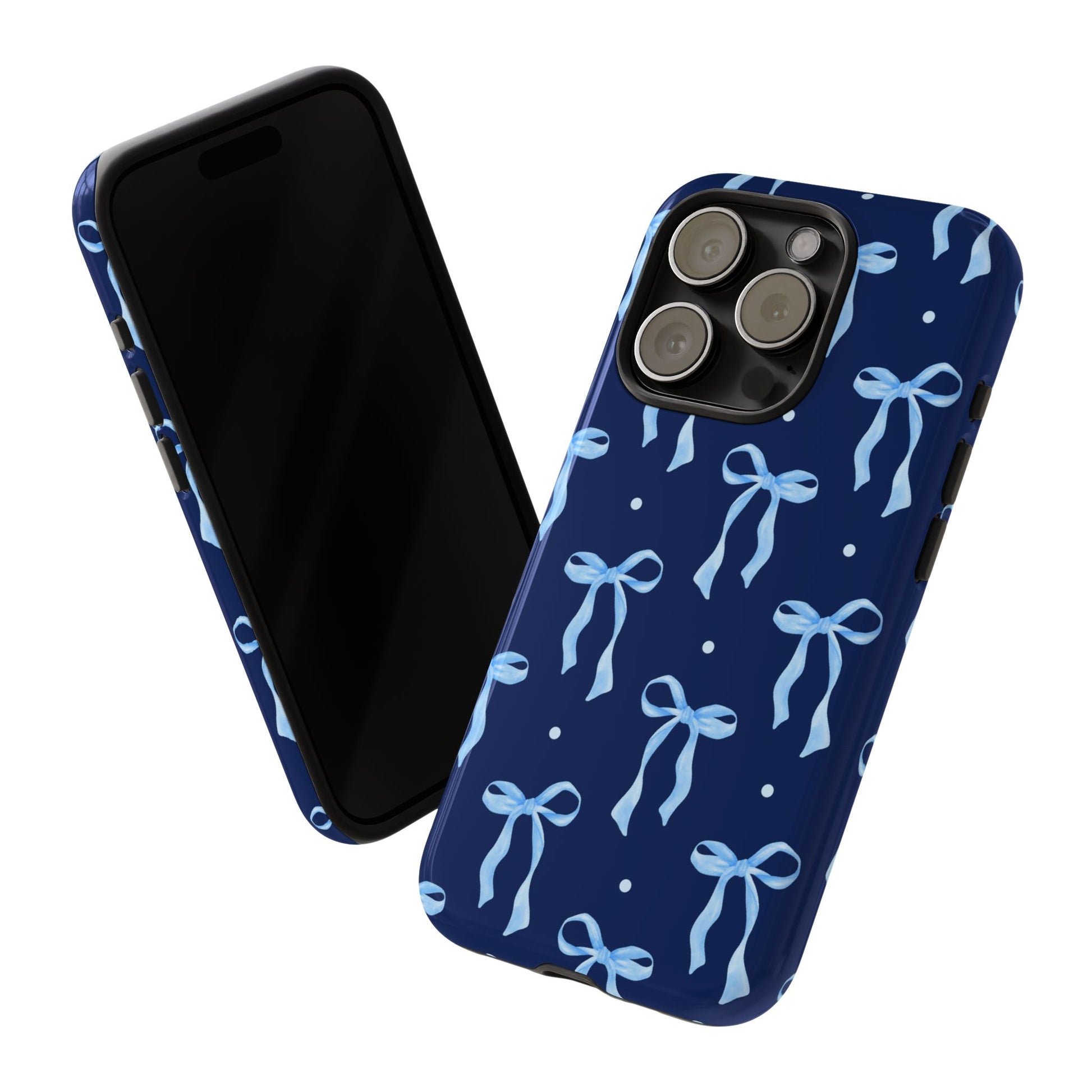 Bows & Blues Phone Case – Aesthetic Ribbon Print | Fits iPhone & Samsung - JGUS