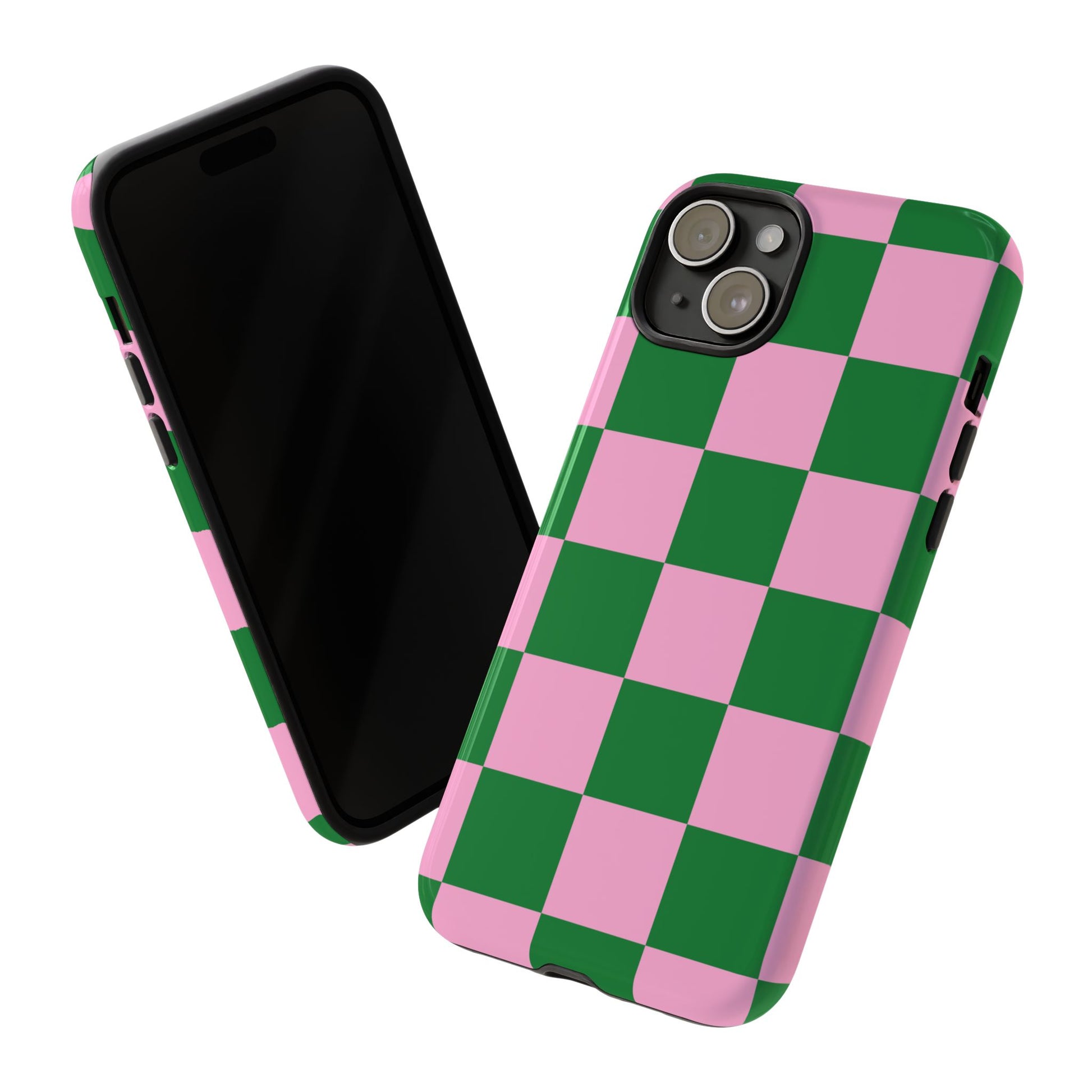 Pink Retro Checkered Phone Case – 90s Aesthetic, Vintage Grid Pattern for iPhone & Samsung - JGUS