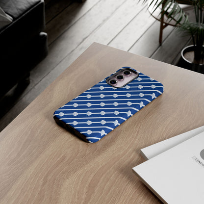 Navy Blue Seashell Phone Case for iPhone Samsung Pixel – Nautical Coastal Stripe Aesthetic - JGUS