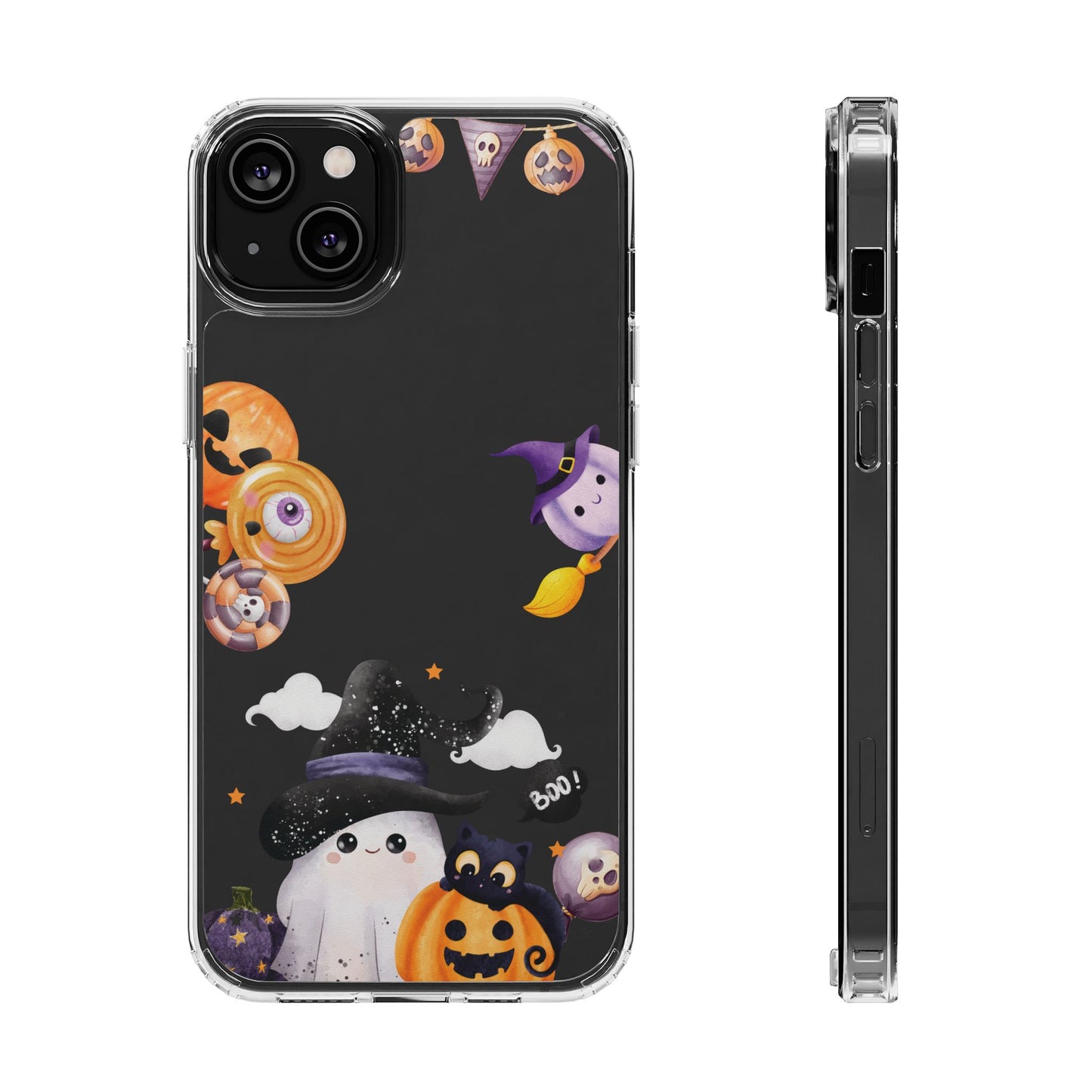 Halloween Clear Phone Case, Spooky Ghost iPhone 13 14 12 15 Pro Case, Trick or Treat Cover, Cute Halloween Gift