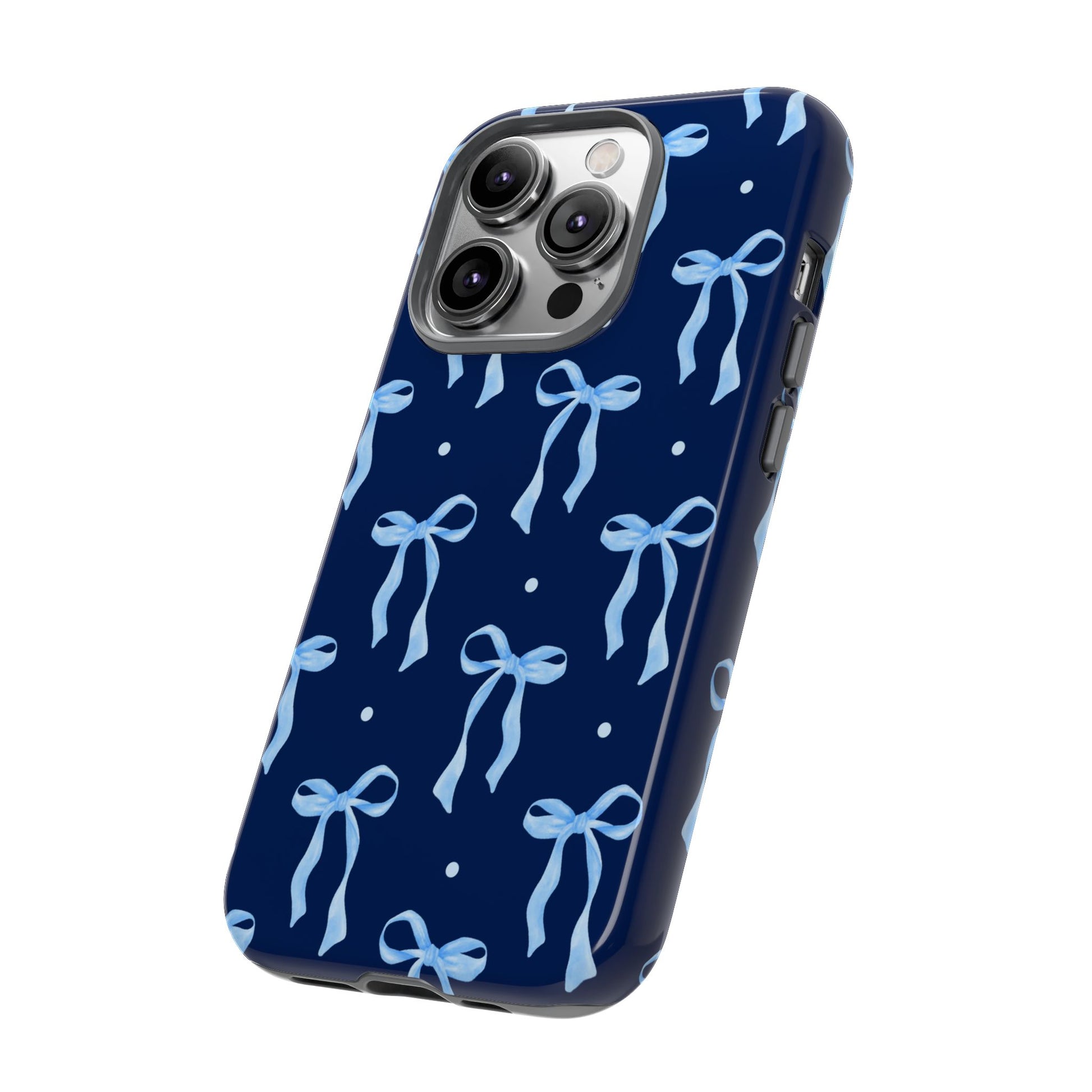 Bows & Blues Phone Case – Aesthetic Ribbon Print | Fits iPhone & Samsung - JGUS