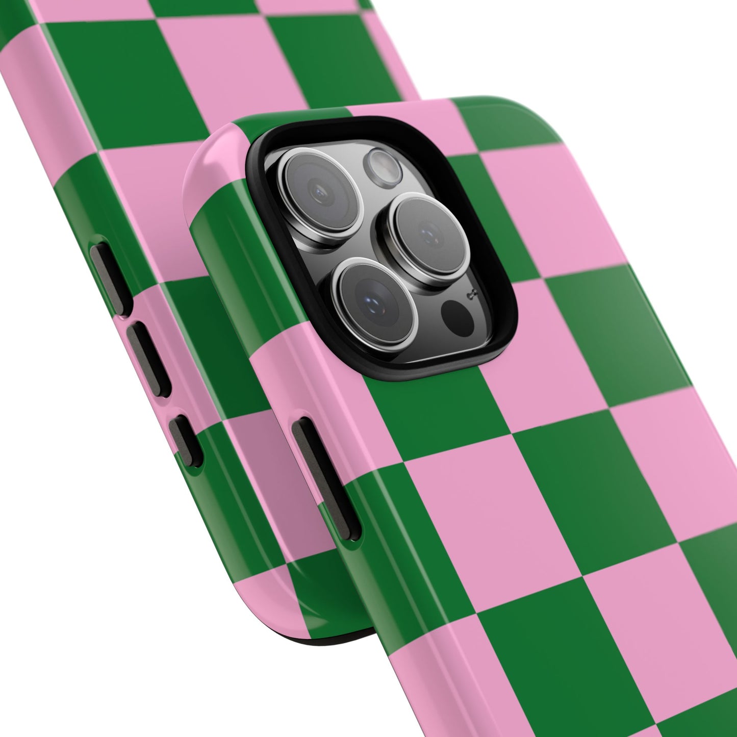 Pink Retro Checkered Phone Case – 90s Aesthetic, Vintage Grid Pattern for iPhone & Samsung - JGUS