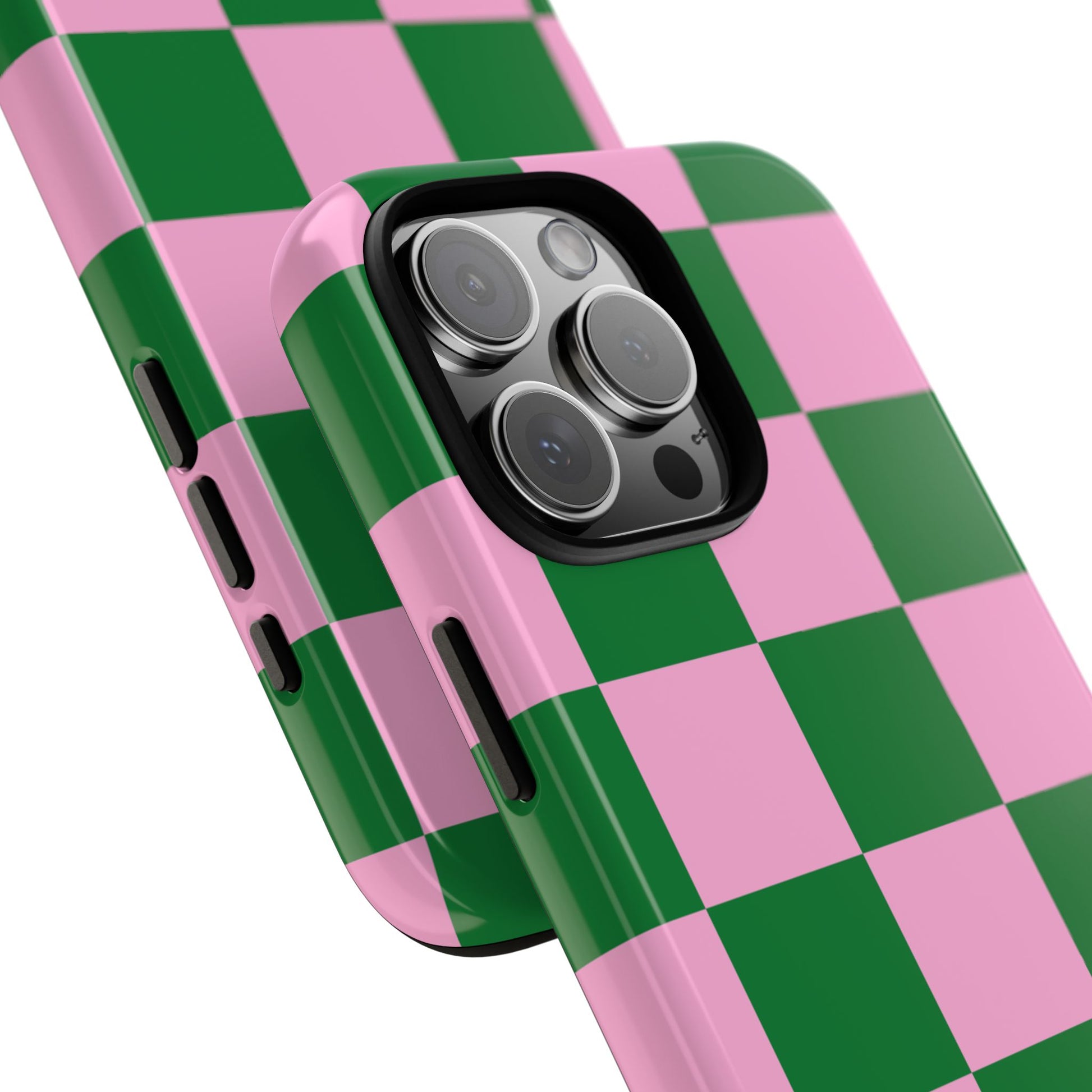 Pink Retro Checkered Phone Case – 90s Aesthetic, Vintage Grid Pattern for iPhone & Samsung - JGUS