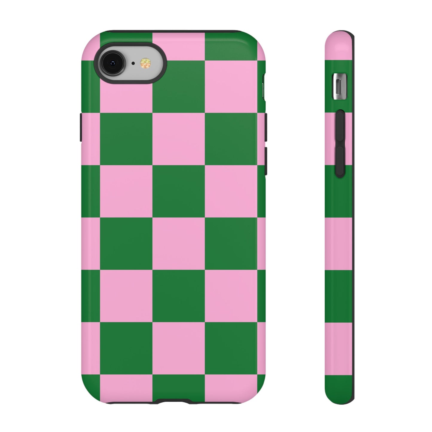Pink Retro Checkered Phone Case – 90s Aesthetic, Vintage Grid Pattern for iPhone & Samsung - JGUS