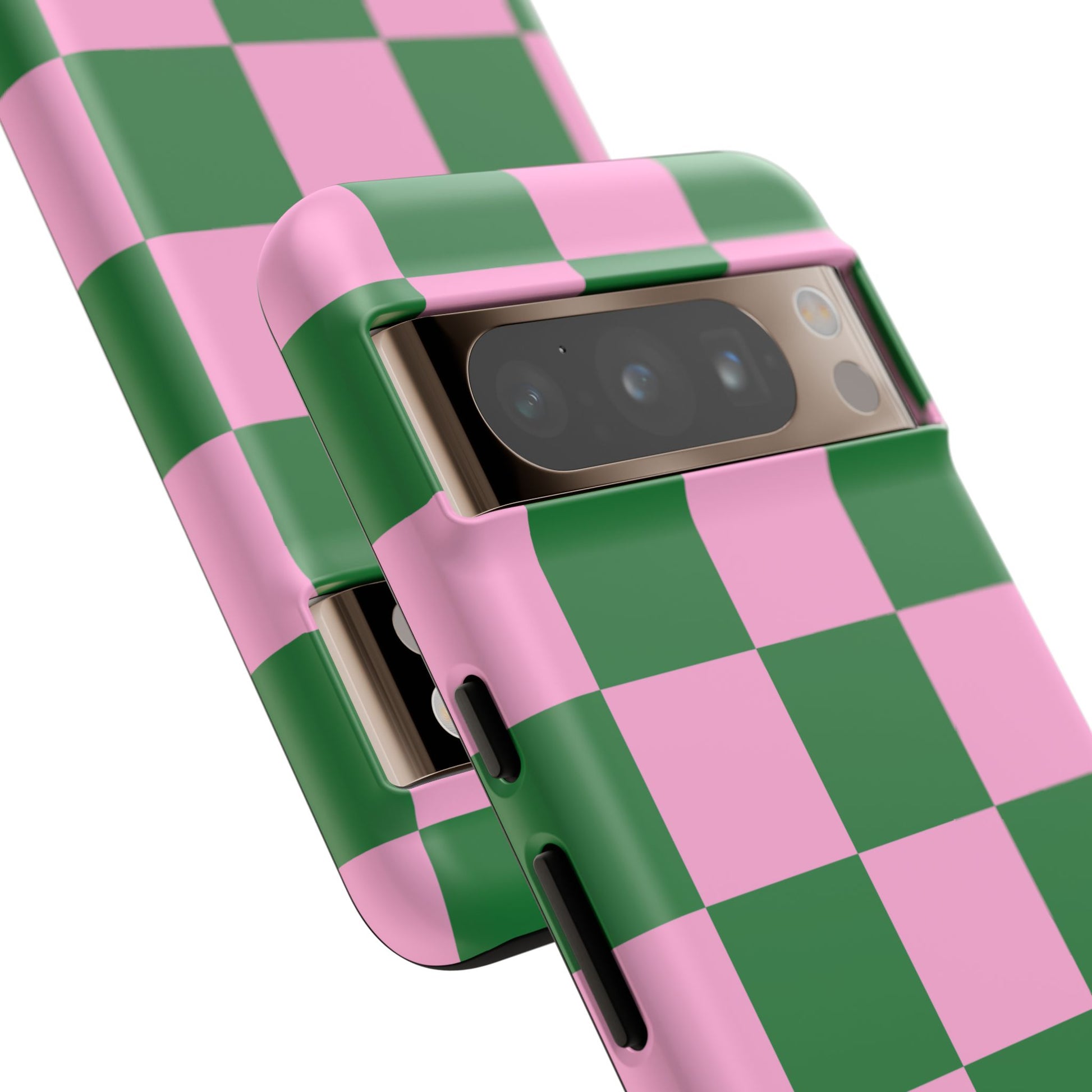 Pink Retro Checkered Phone Case – 90s Aesthetic, Vintage Grid Pattern for iPhone & Samsung - JGUS