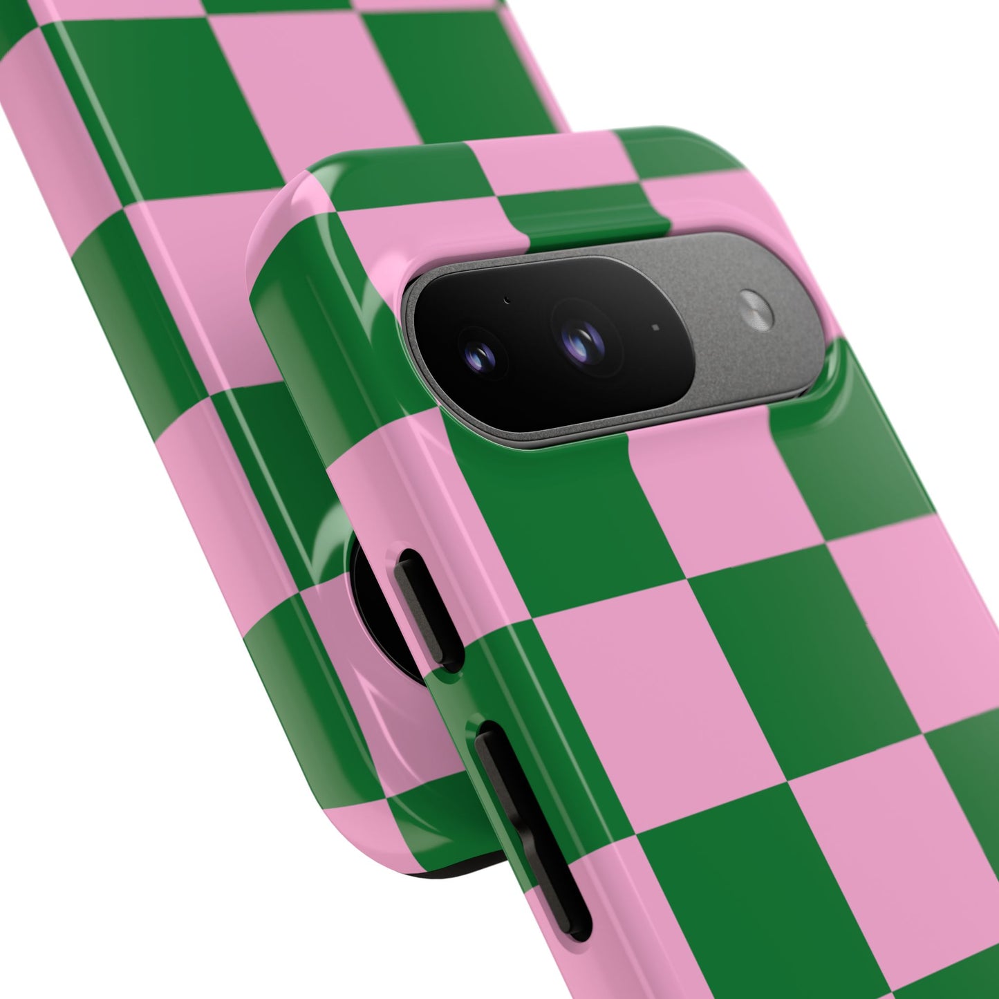 Pink Retro Checkered Phone Case – 90s Aesthetic, Vintage Grid Pattern for iPhone & Samsung - JGUS