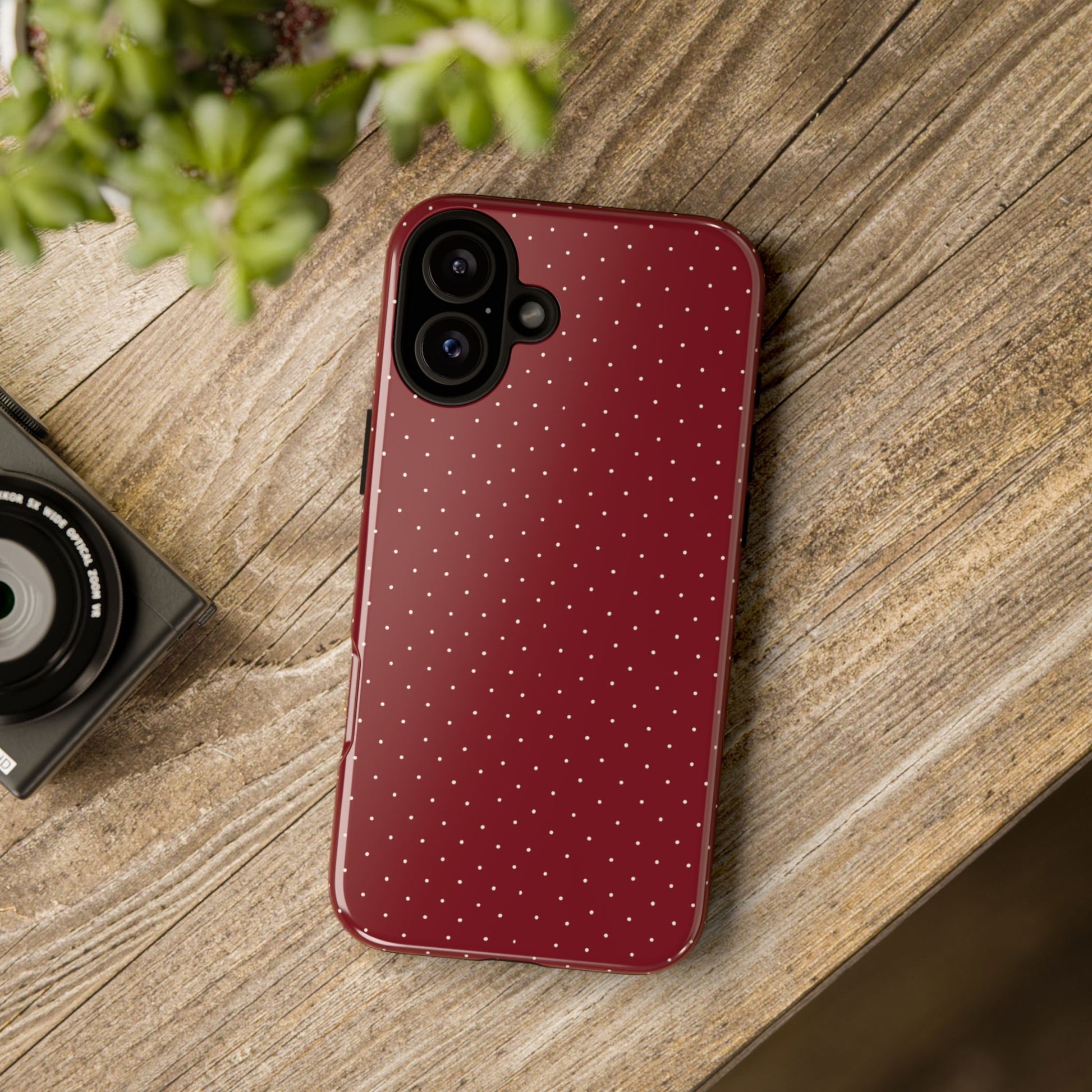 Burgundy  & White Dots Case - JGUS