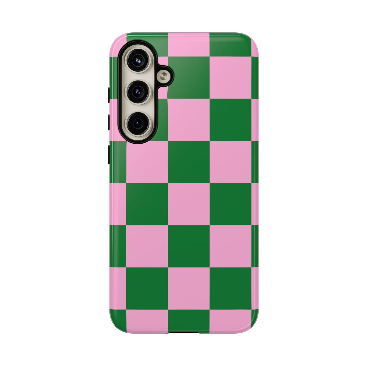Pink Retro Checkered Phone Case – 90s Aesthetic, Vintage Grid Pattern for iPhone & Samsung - JGUS