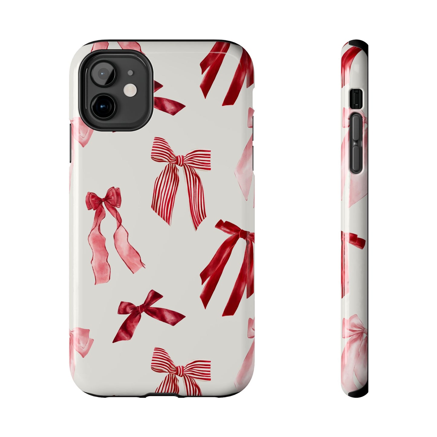 Burgundy Chic Bow Design Phone Case – Customizable, Dual-Layer Protection for iPhone & Samsung