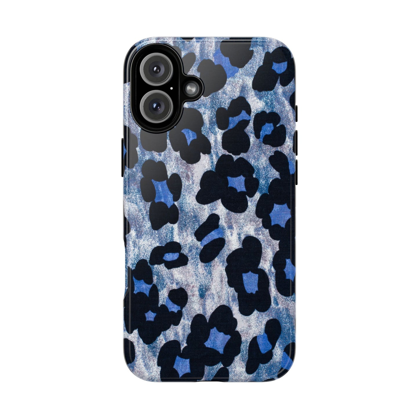 Blue & Black Leopard Print Phone Case – Bold Animal Pattern for iPhone & Samsung