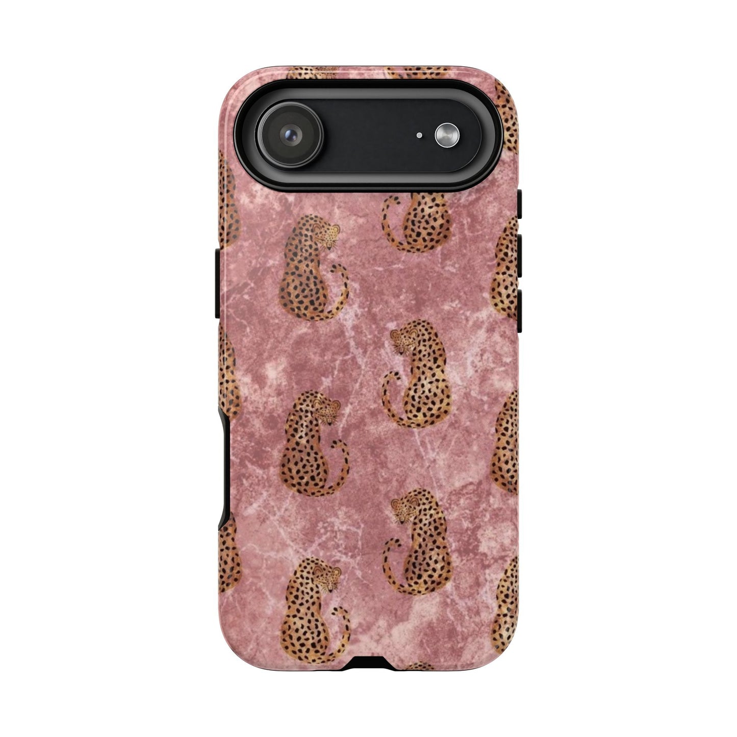 Pink Leopard Print Marble Phone Case – Cute Animal Design for iPhone & Samsung