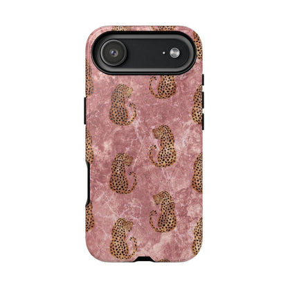 Pink Leopard Print Marble Phone Case – Cute Animal Design for iPhone & Samsung