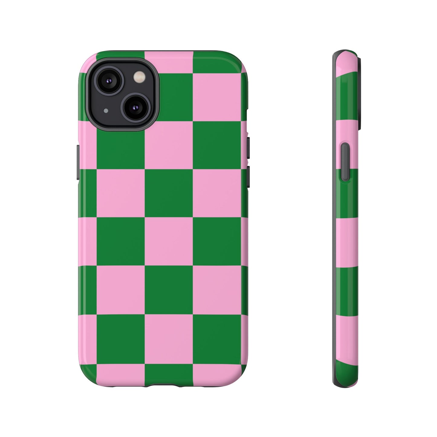 Pink Retro Checkered Phone Case – 90s Aesthetic, Vintage Grid Pattern for iPhone & Samsung - JGUS