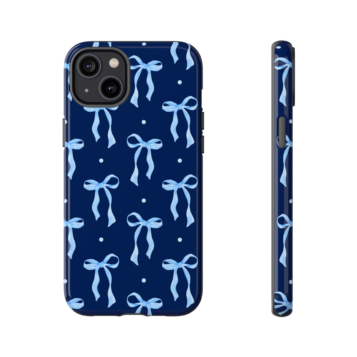 Bows & Blues Phone Case – Aesthetic Ribbon Print | Fits iPhone & Samsung - JGUS