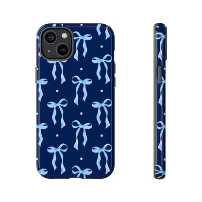 Bows & Blues Phone Case – Aesthetic Ribbon Print | Fits iPhone & Samsung - JGUS