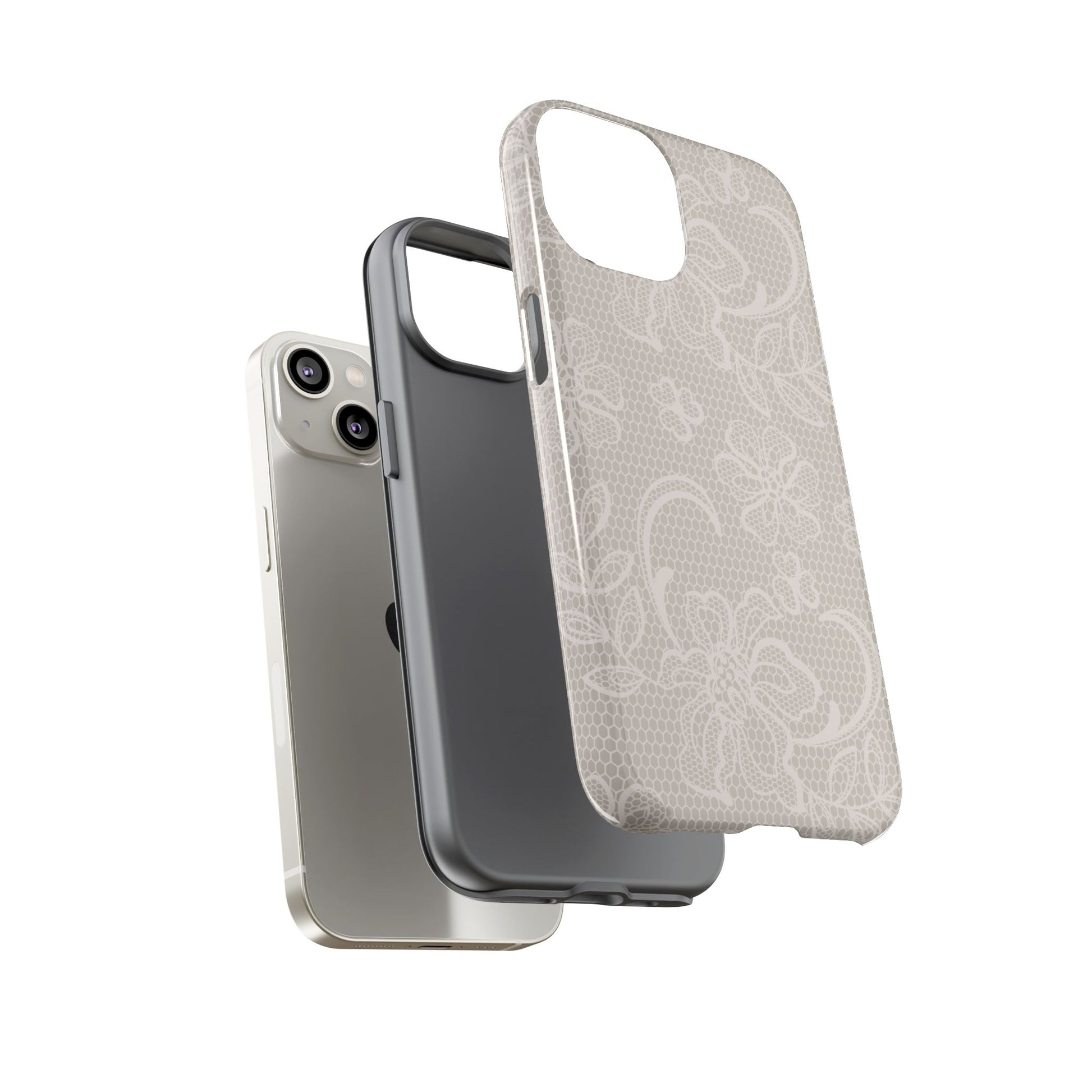 Lace Phone Case for iPhone Samsung Pixel – Cream Floral Elegant Aesthetic - JGUS