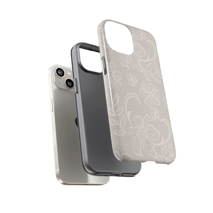 Lace Phone Case for iPhone Samsung Pixel – Cream Floral Elegant Aesthetic - JGUS