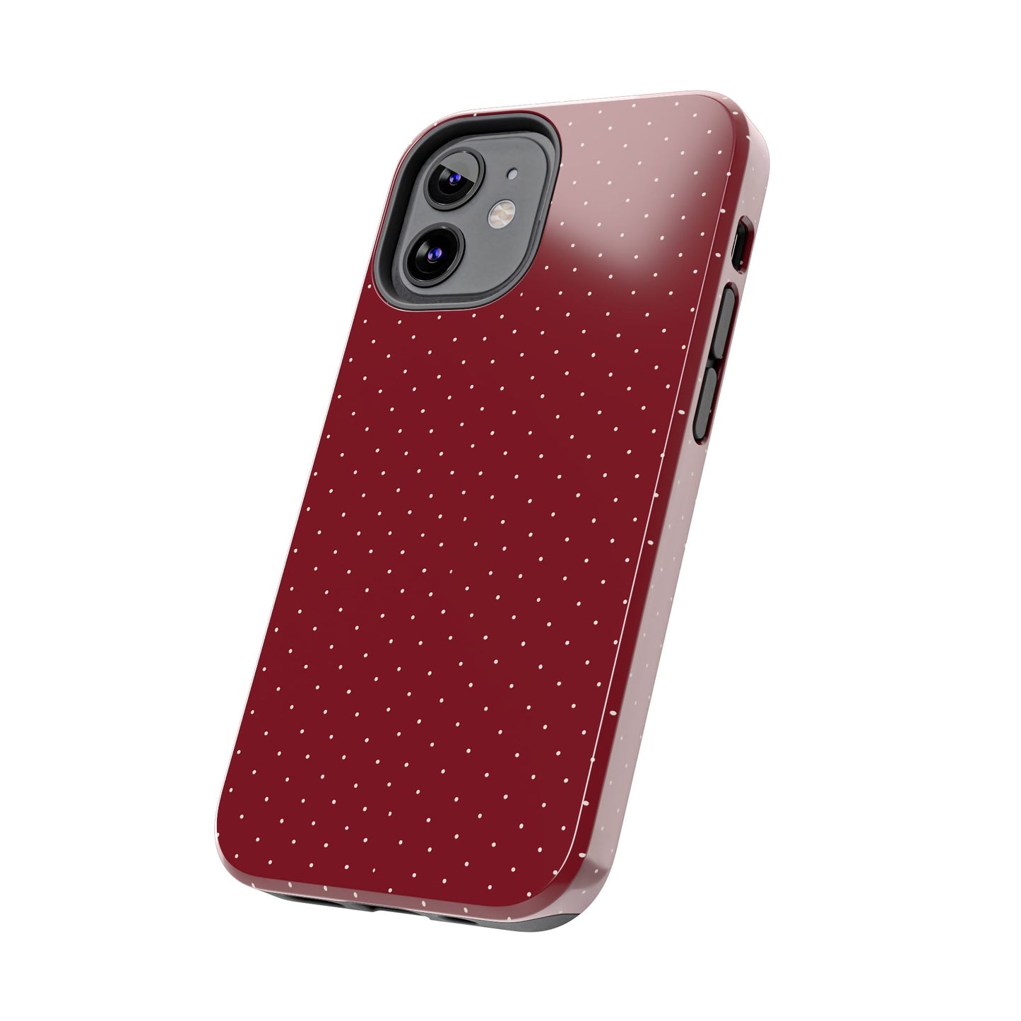 Burgundy  & White Dots Case