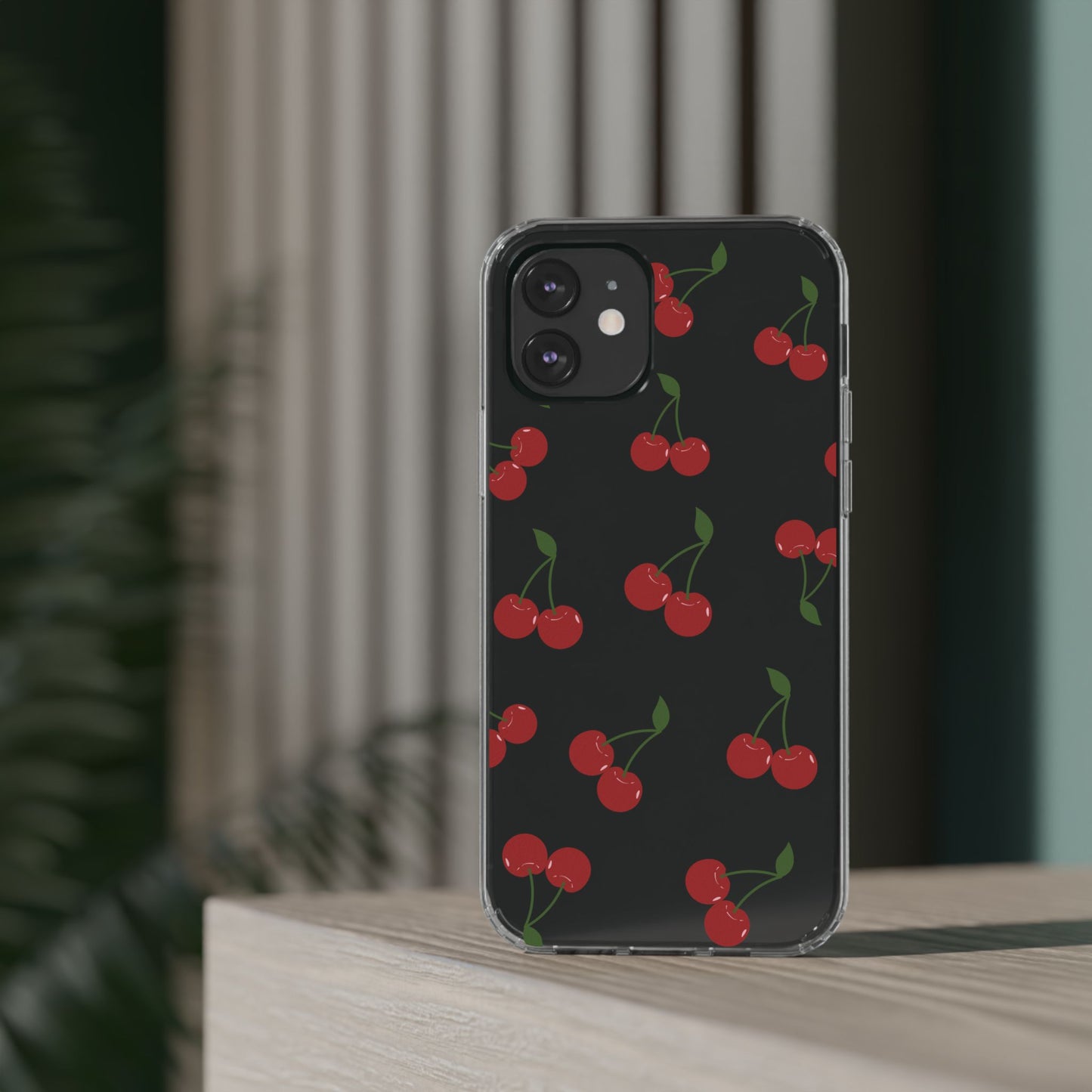 Random Cherry Pattern Clear Phone Case – Playful and Protective