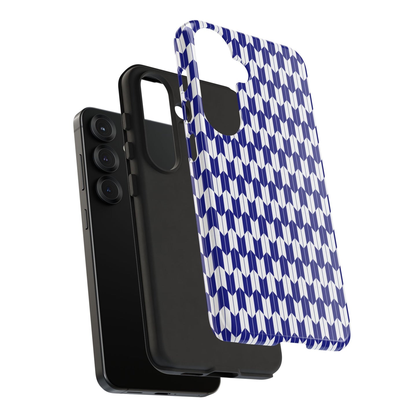 Navy Blue Geometric Phone Case for iPhone Samsung Pixel – Minimal Pattern Modern Aesthetic - JGUS