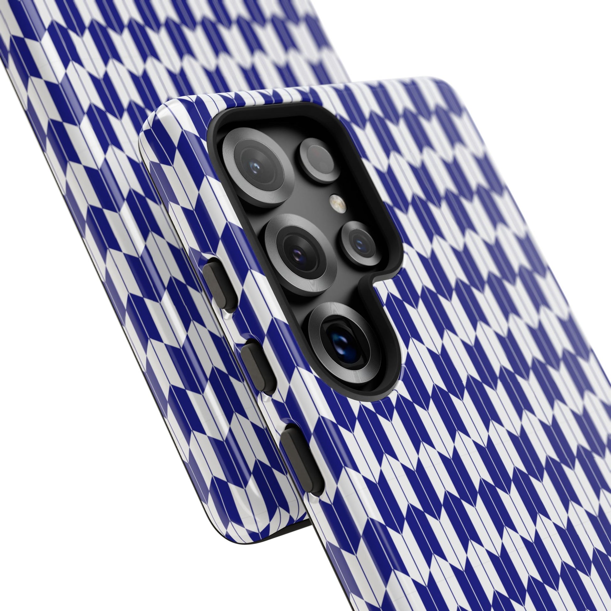 Navy Blue Geometric Phone Case for iPhone Samsung Pixel – Minimal Pattern Modern Aesthetic - JGUS