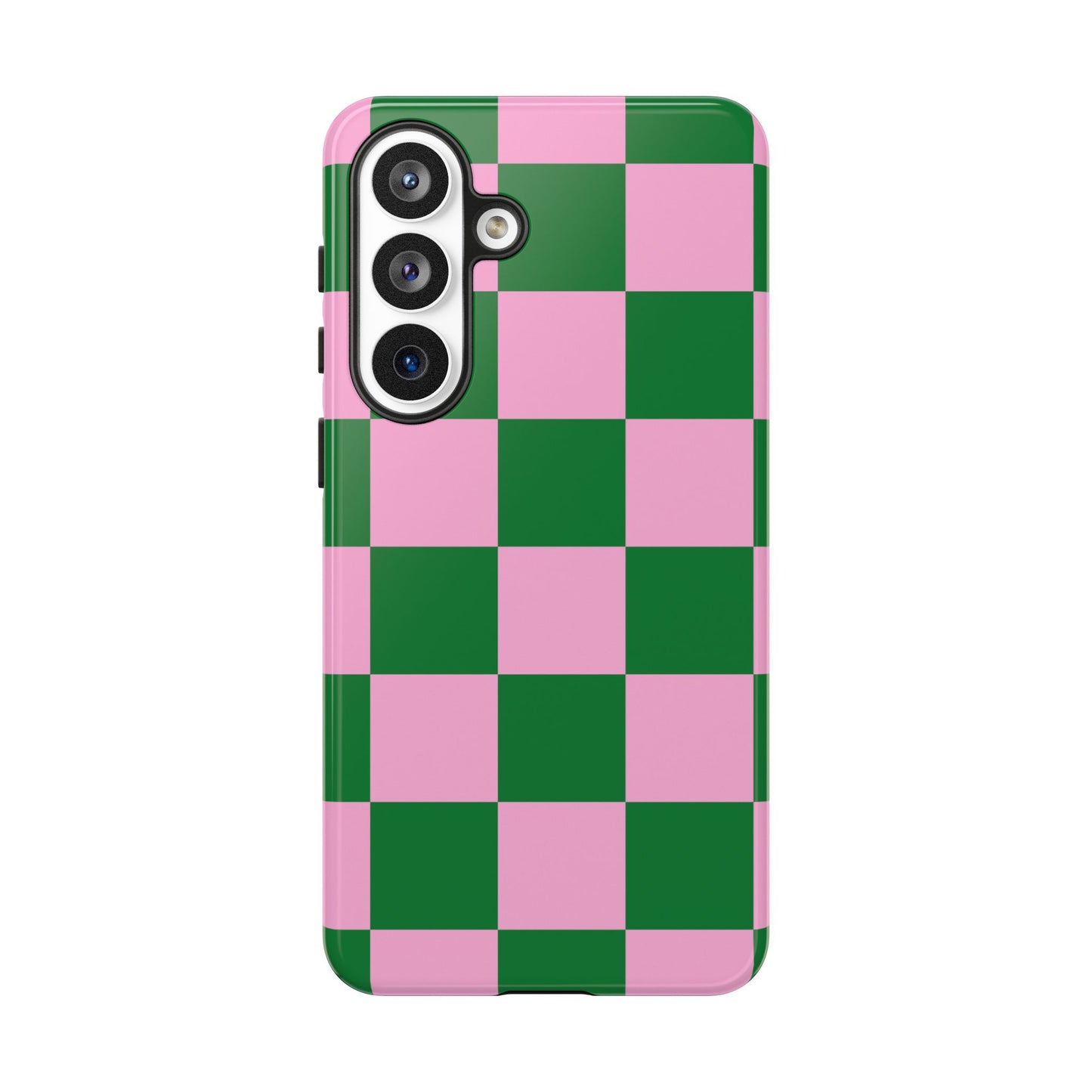 Pink Retro Checkered Phone Case – 90s Aesthetic, Vintage Grid Pattern for iPhone & Samsung - JGUS